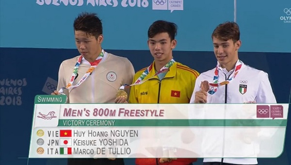 Kình ngư Nguyễn Huy Hoàng giành huy chương vàng Olympic trẻ Argentina