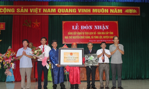 Nhà thờ Nguyễn Quốc Bằng (Can Lộc-Hà Tĩnh) đón nhận bằng di tích Lịch sử - Văn hóa cấp tỉnh