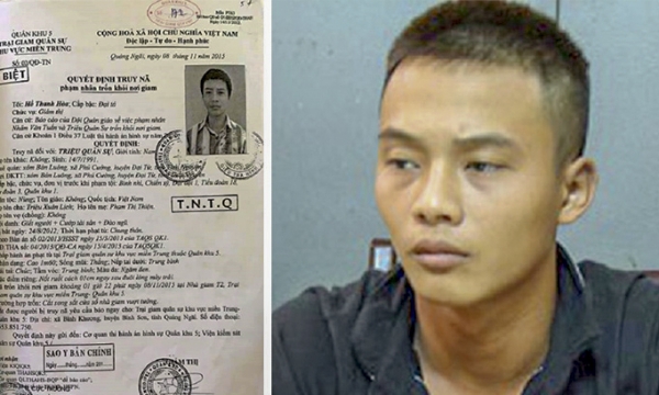 Quảng Ngãi: Truy nã tội phạm giết người trốn khỏi trại giam quân sự đặc biệt nguy hiểm   