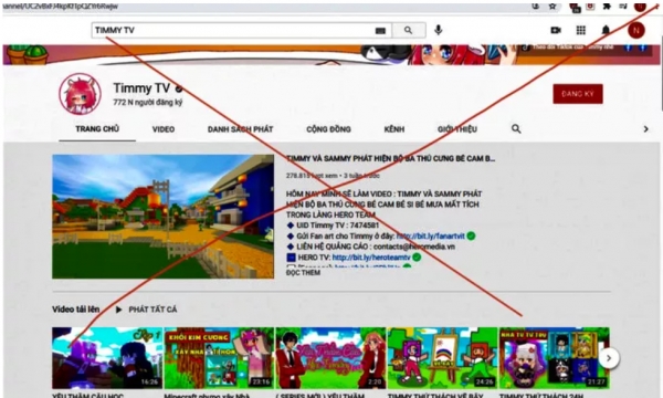 TP HCM: Phạt kênh Timmy TV 15 triệu đồng vì đăng tải nhiều nội dung độc hại với trẻ em