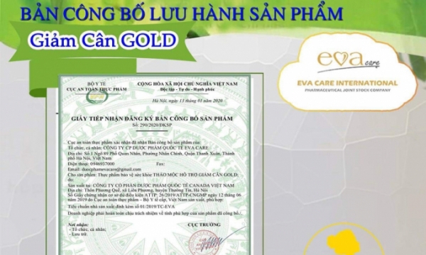Công ty CP Dược phẩm Quốc tế Eva Care bị thu hồi Giấy xác nhận công bố sản phẩm