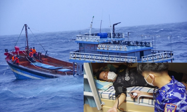 Cảnh sát biển xuyên đêm cứu kịp thời 2 tàu cá cùng 18 ngư dân gặp nạn trên biển
