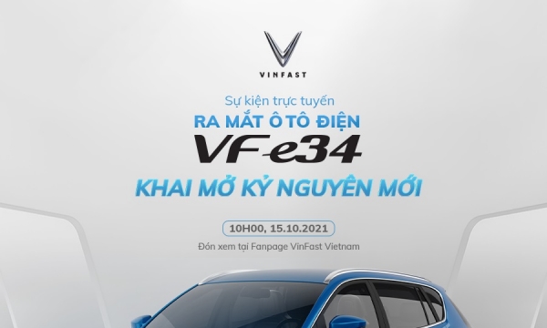 Ô tô điện VF e34 chính thức “trình làng” vào 10h sáng ngày 15/10