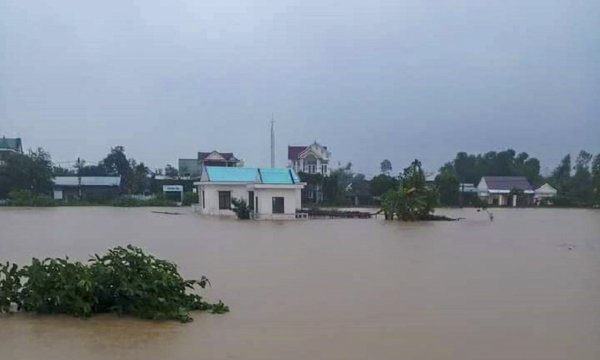 Mưa lớn gây ngập hàng trăm nhà ven sông Trà Câu