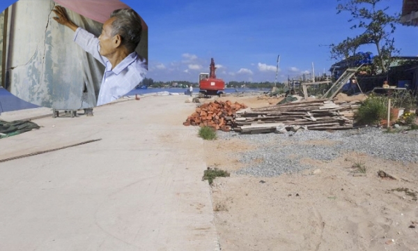Quảng Nam: Thi công khu neo đậu tránh bão cho tàu cá, hàng chục nhà dân nứt toác