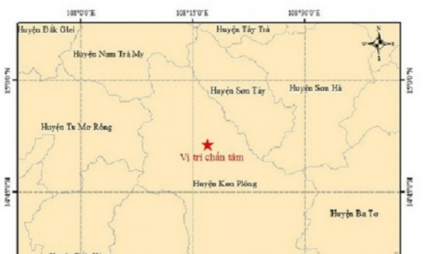 Huyện Kon Plông lại xảy ra 2 trận động đất