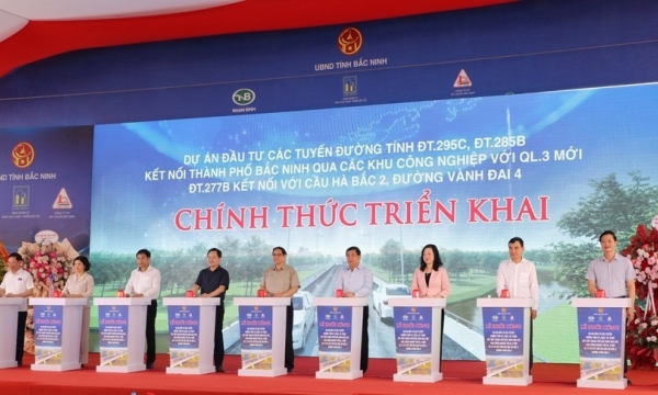 Thủ tướng Phạm Minh Chính: Nhấn nút khởi công dự án đầu tư các tuyến đường tỉnh Bắc Ninh