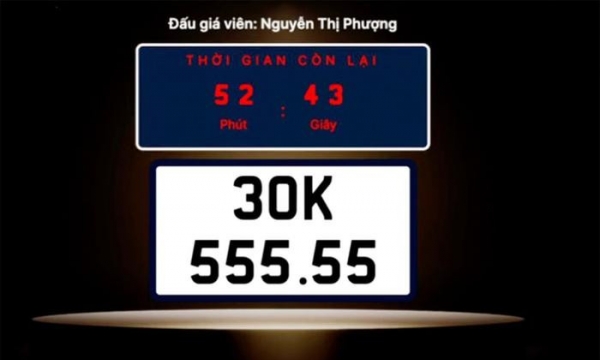 Biển số ngũ quý 5 Hà Nội được đấu giá hơn 14 tỷ đồng