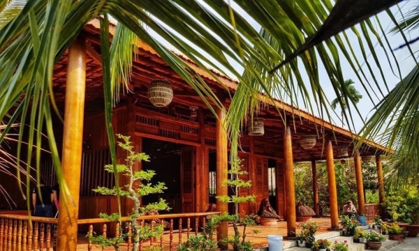 Khám phá ngôi nhà được làm từ hàng nghìn cây dừa trăm tuổi ở Vĩnh Long