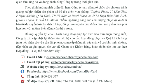 Thông báo chuyển địa điểm văn phòng phục vụ Chủ sở hữu và cập nhật thông tin liên lạc