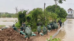 200 người xử lý sự cố tràn bờ bao cống Cù Là, xã Hồng Vũ ở tỉnh Hưng Yên