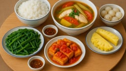 Bữa cơm cuối tuần 120 nghìn: Thanh mát với canh chua cá, đậu sốt cà chua