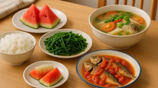Bữa cơm tối 120 nghìn: Cá nục kho cà, canh chua đầu cá chép