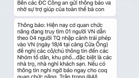 Công an nhờ người dân trợ giúp truy tìm nhóm người Trung Quốc nhập cảnh trái phép vùng biển Quảng Ninh