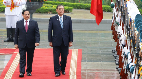 Hình ảnh Thủ tướng Phạm Minh Chính chủ trì lễ đón Thủ tướng Nhật Bản Ishiba Shigeru
