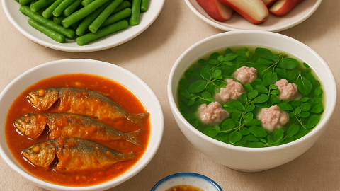 Bữa cơm tối 120 nghìn: Cá nục sốt cà chua, canh chùm ngây nấu thịt