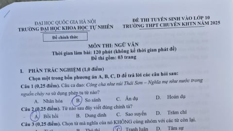 Đề thi môn Văn vào lớp 10 năm 2025 Trường THPT Chuyên Khoa học Tự nhiên dài 3 trang: Thách thức lớn