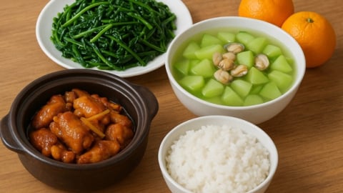 Bữa tối 120 nghìn: Đùi gà kho gừng, canh susu nấu nghêu
