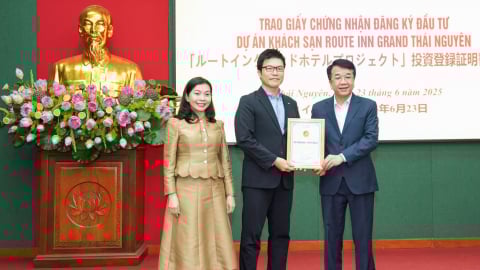 Thái Nguyên: Trao giấy chứng nhận đầu tư dự án khách sạn 375 tỷ đồng của Tập đoàn Rooute Inn Japan