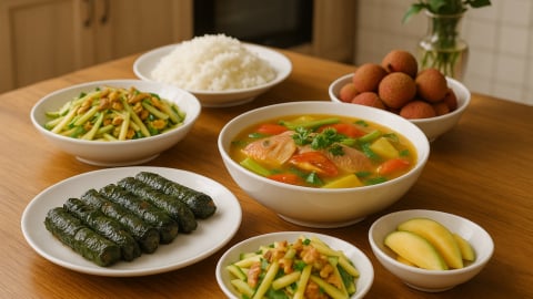 Bữa cơm tối 120 nghìn: Chả lá lốt, nộm dưa chuột tôm khô