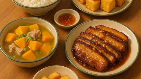Bữa cơm tối cuối tuần 120 nghìn: Thịt ba chỉ áp chảo sốt mật ong, đậu phụ trứng chiên xù