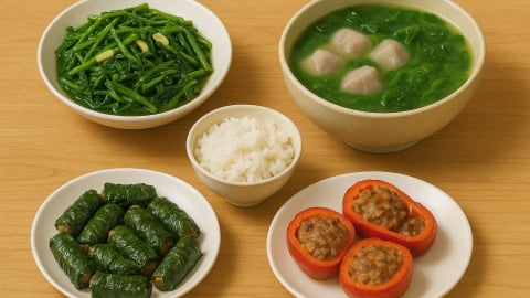 Bữa cơm tối 120 nghìn: Chả lá lốt, ớt chuồn nhồi thịt 