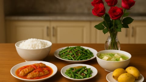 Bữa cơm tối 120 nghìn: Cá basa kho riềng, canh rau dền nấu tôm, đậu phụ sốt hành cà