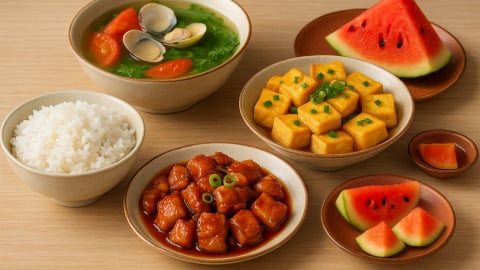 Bữa cơm tối 120 nghìn: Canh ngao chua, thịt sốt me, đậu rán tẩm hành