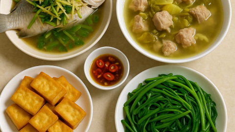 Bữa cơm tối 120 nghìn: Cá trắm hấp gừng, canh dưa chua nấu sườn