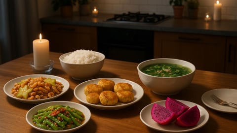 Bữa cơm tối 120 nghìn: Chả cốm Hà Nội, tép đồng rang khế chua