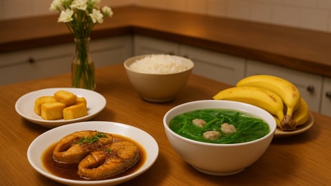 Bữa cơm tối 120 nghìn: Cá thu kho tiêu, canh cải xanh nấu thịt băm