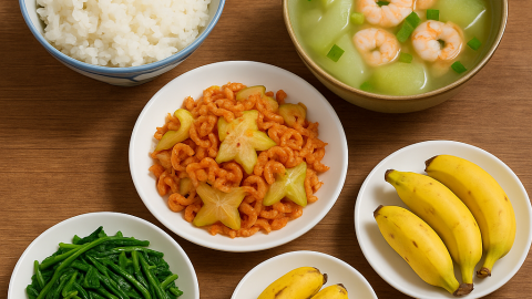Bữa cơm tối 120 nghìn: Tép đồng rang khế, canh bí xanh nấu tôm