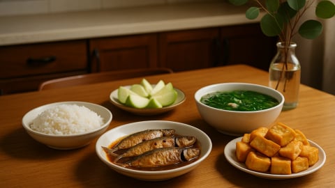 Bữa cơm tối 120 nghìn: Cá nục kho tiêu, canh cải xanh nấu thịt băm
