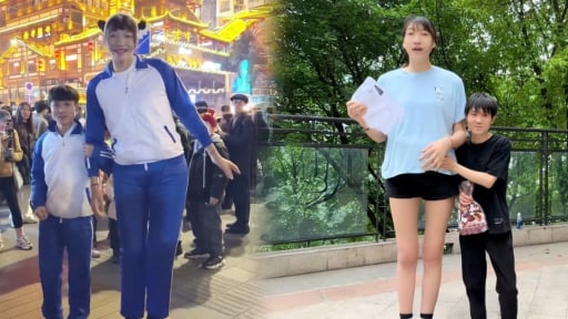 Quyết tâm yêu bạn gái cao 2m2 để cải thiện nòi giống