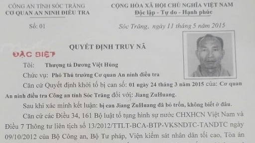 Người đàn ông quốc tịch Trung Quốc bị Công an Sóc Trăng truy nã