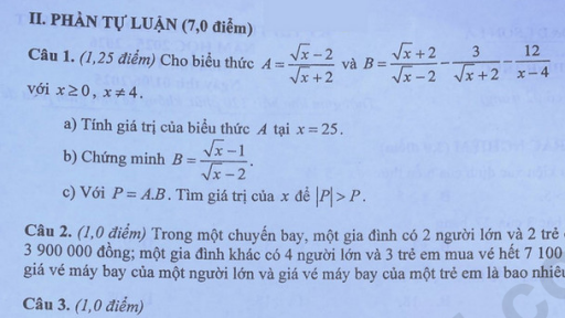 Đề thi môn Toán vào lớp 10 năm 2025 của Sơn La có gợi ý đáp án