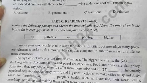 Đề thi môn tiếng Anh vào lớp 10 năm 2025 của Thanh Hóa có gợi ý đáp án