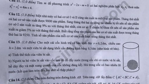 Đề thi môn Toán vào lớp 10 năm 2025 của Thanh Hóa có gợi ý đáp án