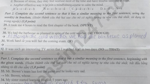 Đề thi môn tiếng Anh vào lớp 10 năm 2025 của Ninh Thuận có gợi ý đáp án 
