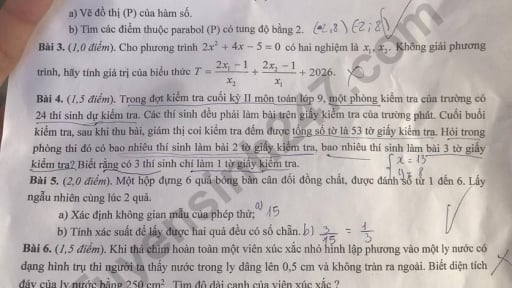 Đề thi môn Toán vào lớp 10 năm 2025 của Ninh Thuận có gợi ý đáp án
