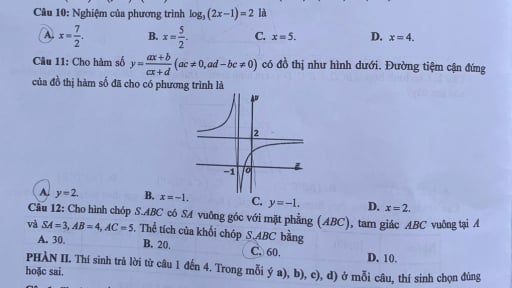 Đề thi môn Toán tốt nghiệp THPT 2025 mã đề 101 có gợi ý đáp án