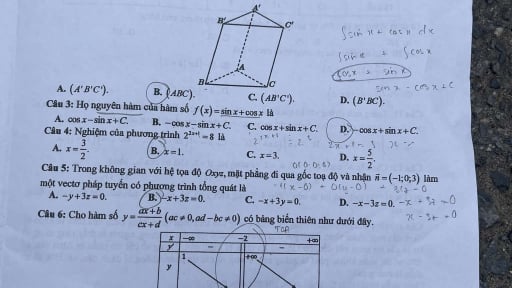 Đề thi môn Toán tốt nghiệp THPT 2025 mã đề 124 có gợi ý đáp án