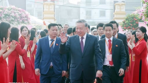 Hình ảnh Tổng Bí thư Tô Lâm dự Đại hội đại biểu Đảng bộ xã Nghĩa Trụ, tỉnh Hưng Yên lần thứ nhất