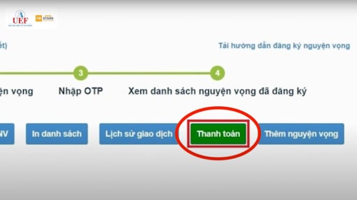 Cách thanh toán lệ phí nguyện vọng 2025 trên hệ thống của Bộ GDĐT chuẩn nhất