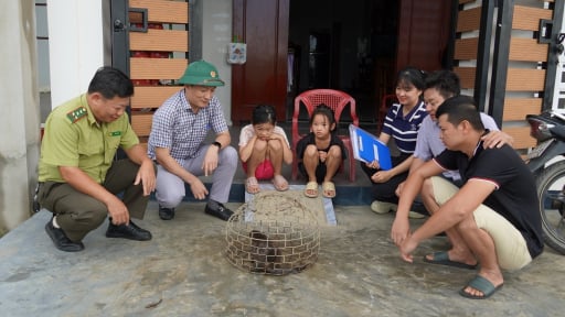 Tình cờ thấy con động vật hoang dã tên là ma rà chui vào lừ bắt cá, một người Quảng Trị liền báo cơ quan chức năng