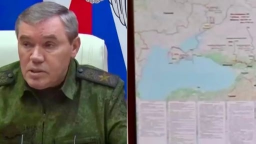 Bản đồ phía sau vị tướng hàng đầu của Nga để lộ bí mật ở Ukraine