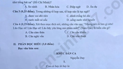 Đáp án môn Văn vào lớp 10 THPT Chuyên Đại học Khoa học tự nhiên 2026 chính xác nhất 