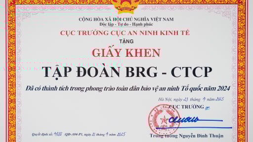 Tập đoàn BRG nhận giấy khen trong phong trào “Toàn dân Bảo vệ An ninh Tổ quốc năm 2024”