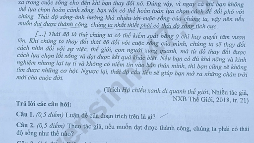 Đề thi môn Văn vào lớp 10 năm 2025 của Quảng Ngãi có gợi ý đáp án