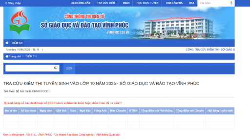 Lịch công bố điểm thi vào lớp 10 năm 2025-2026 của Vĩnh Phúc